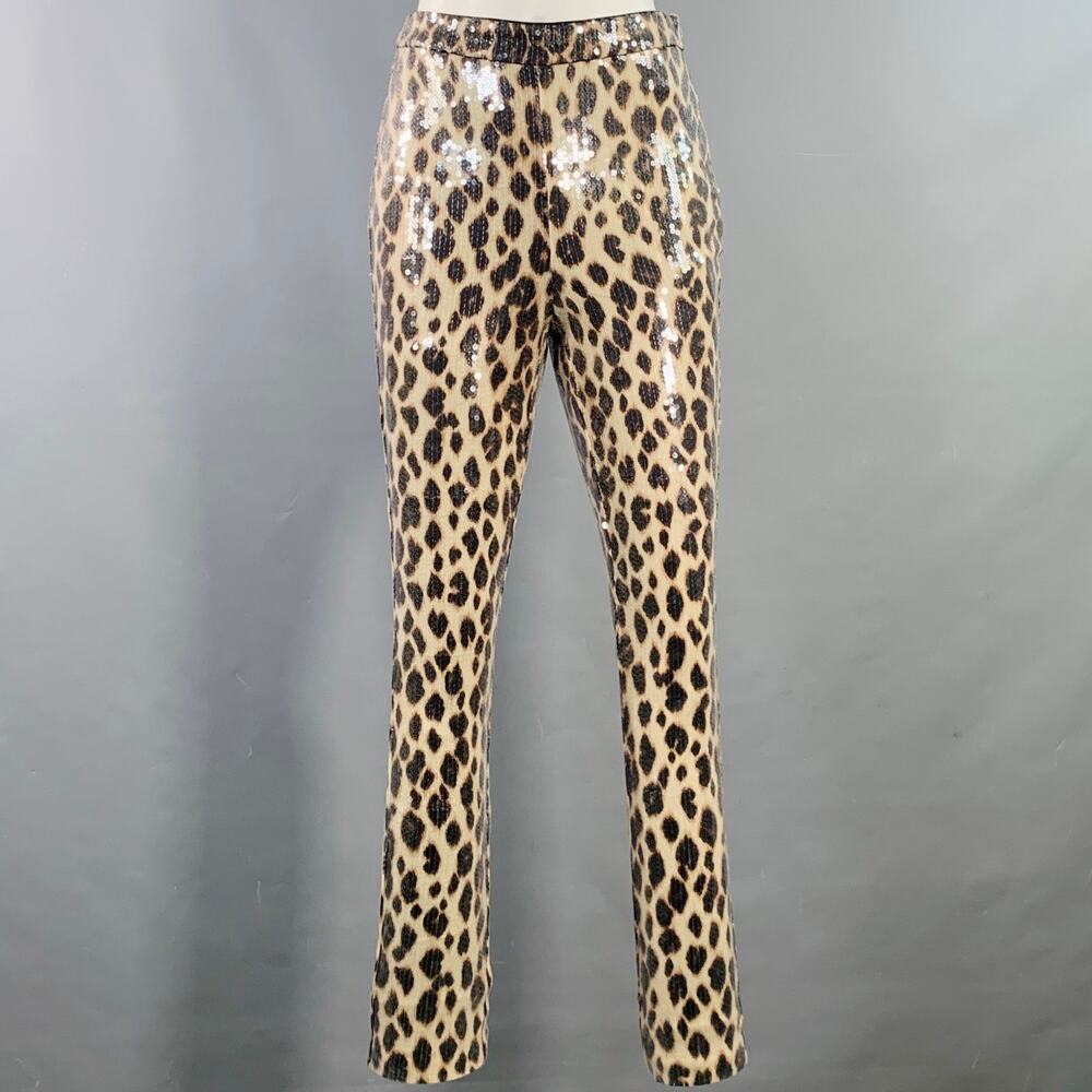 A.L.C. Size 2 Beige Brown Polyester Blend Sequined Leopard Leggings